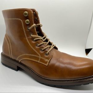 Men’s Perry Ellis March Lace Up Boots Cognac Size 10